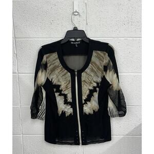 Picadilly Black & Cream Zip Blouse (M)